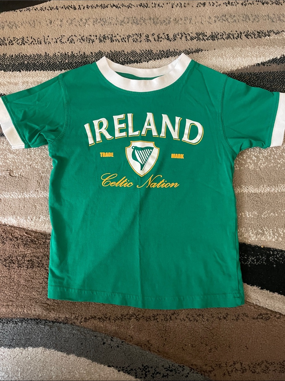 Ireland Celtic Nation Kids Green Ringer Tee